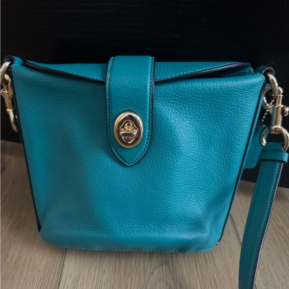 Coach Addie Crossbody blue teal pebble leather - Picture 3 of 6